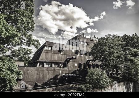 Das zentrale Tierlabor der Freien Universität Berlin Steglitz Krahmerstr., Brutalist architecture, Tierversuchslabor, FU-B Stockfoto