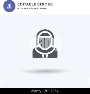 Nonne Symbolvektor, gefülltes flaches Zeichen, solides Piktogramm isoliert auf weiß, Logo-Illustration. Nonne-Symbol für Präsentation. Stock Vektor