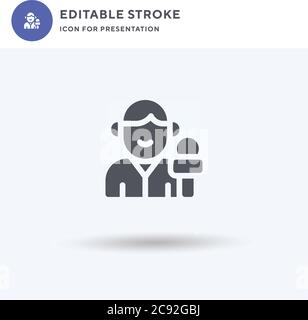 News Reporter Icon Vektor, gefüllt flache Zeichen, solide Piktogramm isoliert auf weiß, Logo-Illustration. Symbol für News Reporter für die Präsentation. Stock Vektor