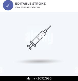 Injection Icon Vektor, gefüllt flache Zeichen, solides Piktogramm isoliert auf weiß, Logo-Illustration. Injektionssymbol für die Präsentation. Stock Vektor