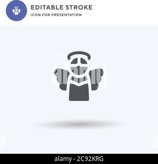 Engel-Symbolvektor, gefülltes flaches Zeichen, solides Piktogramm isoliert auf Weiß, Logo-Illustration. Angel-Symbol für die Präsentation. Stock Vektor