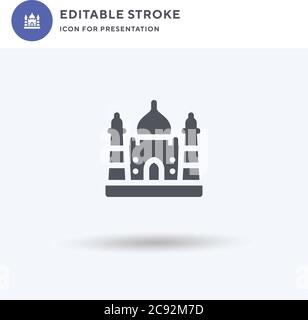 Taj Mahal Icon Vektor, gefüllt flaches Zeichen, solides Piktogramm isoliert auf weiß, Logo-Illustration. Taj Mahal Ikone für Präsentation. Stock Vektor