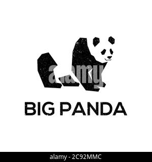 Große Panda Logo Designs Vorlage. Am besten für Logo-Design auf Ihrer Website, auf T-Shirts, Visitenkarten, Social Media, Label Stock Vektor