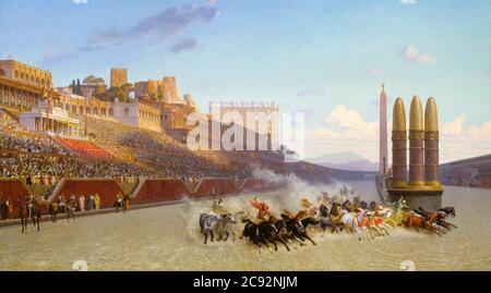 Wagenrennen (im Circus Maximus), das antike Rom, Gemälde von Jean Léon Gérôme, 1876 Stockfoto