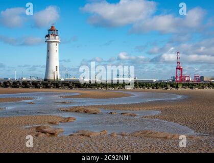 Leuchtturm New Brighton, gelegen an der Mündung der Liverpool Bay in New Brighton, Wallasey, Wirral. Stockfoto