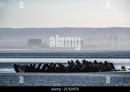 Wrack der norwegischen Barke SS Nornen sank bei Stürmen im März 1897, Berrow, Somerset. Stockfoto