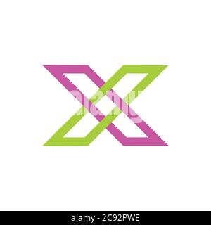 Buchstabe x überlappende Linie bunte Logo Vektor Stock Vektor