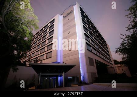 Mendoza, Argentinien - Mär 20, 2008 - Fassade des Hotelkasinos in Mendoza Stockfoto