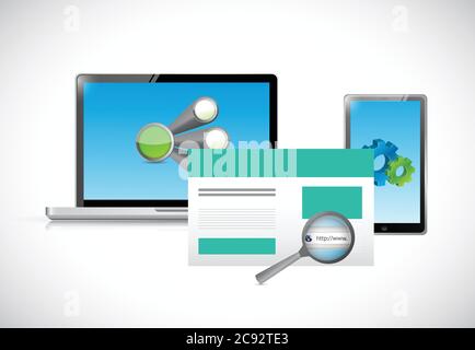 Technologie Webdesign Plattformen Illustration Design über einem weißen Hintergrund Stock Vektor