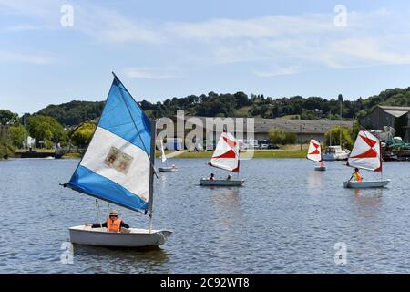 Optimist Boote Rennen in Honfleur - Normandie - Frankreich Stockfoto