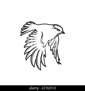 Eine Linie Spatz fliegt Design Silhouette.Hand gezeichnet Minimalismus Stil Vektor Illustration Stock Vektor