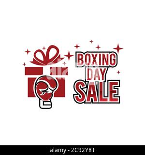 Kreative, oben flach Förderung Zusammensetzung Boxing Day verkauf Text auf Lightbox weißen Hintergrund Kopie Raum Vorlage Boxing Day Verkauf mockup Winter c Stock Vektor