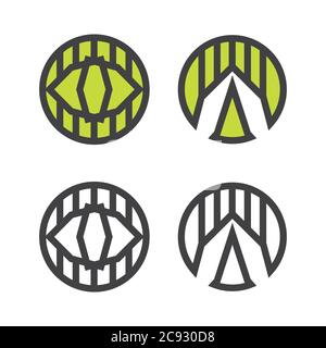 Hipster Stil Icons, Labels für Logo Design. Abstrakte geometrische Muster Formen Vorlage, mögliche Dekonstruktion. Stock Vektor