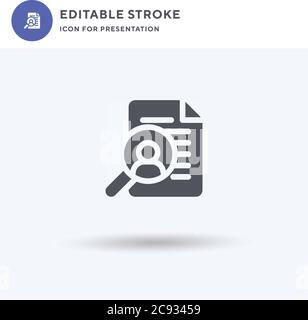 CV-Symbolvektor, gefülltes flaches Zeichen, solides Piktogramm isoliert auf Weiß, Logo-Illustration. CV-Symbol für Präsentation. Stock Vektor