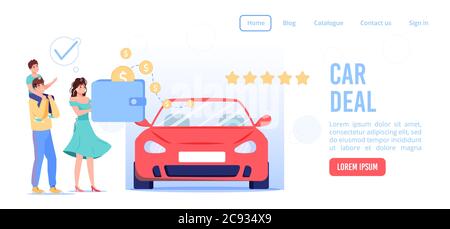 Online-Service für erfolgreiche Auto Deal Webseite Stock Vektor