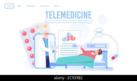 Telemedizinische medizinische Unterstützung Gesundheitswesen Stock Vektor