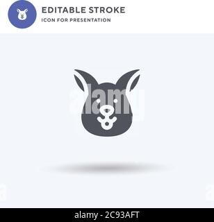 Kaninchen-Symbolvektor, gefülltes flaches Zeichen, solides Piktogramm isoliert auf Weiß, Logo-Illustration. Kaninchen-Symbol für Präsentation. Stock Vektor