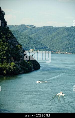 Ostserbien, die Eiserne Tore Schlucht an der Donau, Grenze zu Rumänien, Djerdap Nationalpark Stockfoto