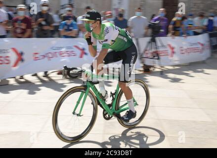 Burgos, Spanien. Juli 2020. Nach der Krise um die Covid19 kehrt das Radsport-Team mit dem Start der Radtour durch Burgos zurück, mit der Etappe zwischen Burgos und dem Mirador del Castillo. Burgos, 28. Juli 2020 nur Bilder für redaktionelle Verwendung Ricardo Ordóñez/Cordon Press Credit: CORDON PRESS/Alamy Live News Stockfoto