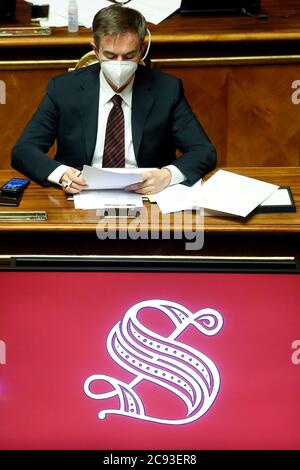 Rom, Italien. Juli 2020. Senatsmitarbeiter während der Information des italienischen Ministerpräsidenten über Covid-19 Notfall im Senat. Rom (Italien), 28. Juli 2020 Foto Samantha Zucchi Insidefoto Kredit: Insidefoto srl/Alamy Live News Stockfoto