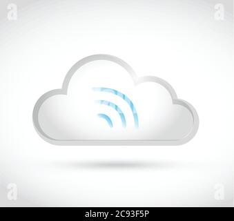 White Cloud Computing WiFi Illustration Design über einem weißen Hintergrund Stock Vektor