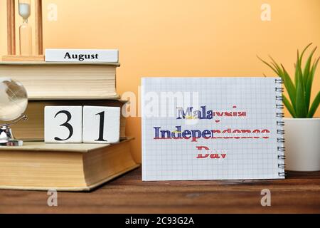 31. august - Malaysia Independence Day. Monatskalender für den einunddreißigsten Tag. Stockfoto