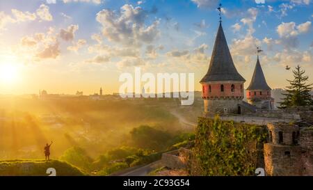 Alte Steinfestung in der Stadt Kamianets-Podilskyi, Ukraine Stockfoto