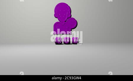 3D-Illustration von add Grafiken und Text von metallischen Würfel Buchstaben für die damit verbundenen Bedeutungen des Konzepts und Präsentationen gemacht. Icon und Hintergrund Stockfoto