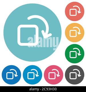 Drehen Sie flache weiße Symbole auf runden farbigen Hintergründen Stock Vektor