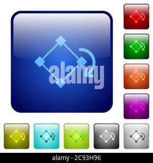 Drehen von Elementsymbolen in abgerundeter quadratischer Farbe, glänzend Stock Vektor