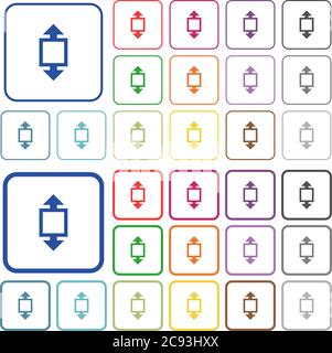 Farbe der Höhe-Werkzeuge: Flache Symbole in abgerundeten quadratischen Rahmen. Dünne und dicke Versionen enthalten. Stock Vektor