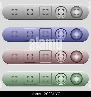 Symbole für Auswahlwerkzeuge auf abgerundeten horizontalen Menüleisten in verschiedenen Farben und Schaltflächenstilen Stock Vektor
