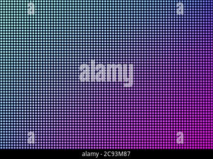 LED-Video-Wand-Bildschirm Textur Hintergrund, blau und lila Farbe Licht Diode Punkt Gitter tv-Panel, lcd-Display mit Pixel-Muster, TV-Digitalmonitor, realistische 3d-Vektor-Illustration Stock Vektor