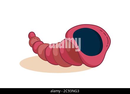 Seashell isoliert auf weißem Untergrund. Tropische Muschel mit Schatten. Cartoon Vektorgrafik Stock Vektor