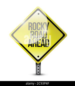 Rocky Road Ahead Schild Illustration Design auf weißem Hintergrund Stock Vektor