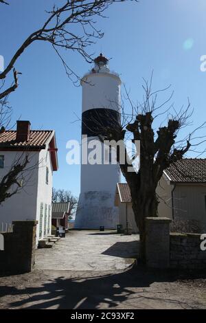 Degerhamn / Schweden - April 20 2013: Leuchtturm lange Jan an der Südspitze der Insel Oeland (Öland) im Südosten Schwedens Stockfoto