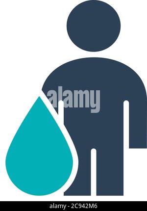 Benutzerprofil mit Drop-farbigem Symbol. Blutspende, Waschsymbol Stock Vektor
