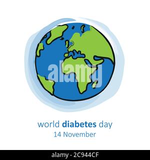 World Diabetes day Blue Earth Vektor-illustration EPS 10. Stock Vektor