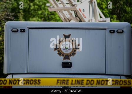 Ontario Fire Marshall's Office untersucht ein Stadthaus Feuer in Richmond Hill, Ontario. Stockfoto