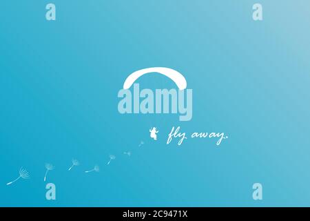 Fly away Freedom Banner mit Gleitschirm in blau Himmel Vektor Illustration EPS10 Stock Vektor