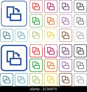 Drehen Sie flache Symbole in rechten Farben in abgerundeten quadratischen Rahmen. Dünne und dicke Versionen enthalten. Stock Vektor