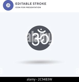 OM-Symbolvektor, gefülltes flaches Schild, solides Piktogramm isoliert auf Weiß, Logo-Illustration. OM-Symbol für Präsentation. Stock Vektor