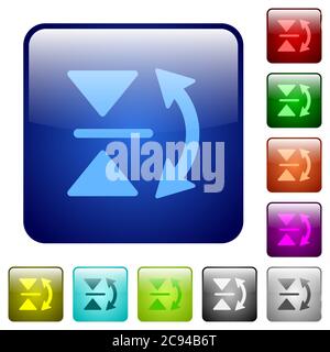 Vertikale Flip-Symbole in abgerundeter quadratischer Farbe glänzend Knopfset Stock Vektor
