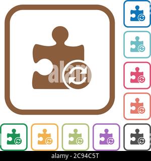 Aktualisieren Plugin einfache Symbole in Farbe gerundeten quadratischen Rahmen auf weißem Hintergrund Stock Vektor