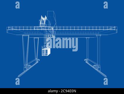 Umriss des Portalbehälters auf der Schiene Stock Vektor