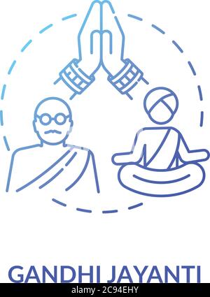 Gandhi jayanti Konzept-Ikone. Indische Feiertag, Mahatma Gandhi Gedenkidee dünne Linie Illustration. Internationaler Tag der Gewaltlosigkeit. Vektor isoliert Stock Vektor
