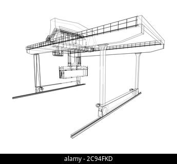 Umriss des Portalbehälters auf der Schiene Stock Vektor