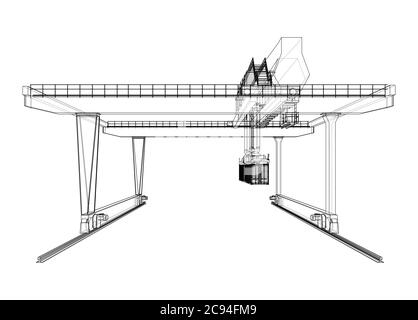 Umriss des Portalbehälters auf der Schiene Stock Vektor