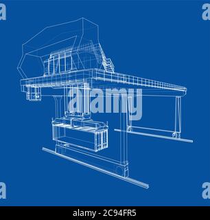 Umriss des Portalbehälters auf der Schiene Stock Vektor