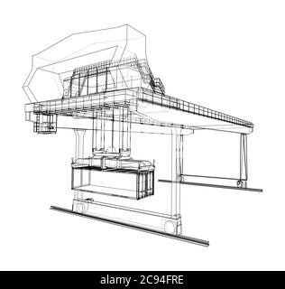 Umriss des Portalbehälters auf der Schiene Stock Vektor